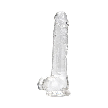 Loving Joy 8-inch Crystal Dildo display, showcasing a beautifully designed clear jelly dong for a touch of elegance in intimate moments.